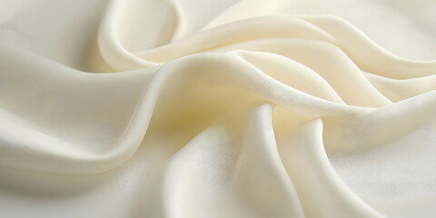 Obraz premium White silk fabric, smooth and shiny, with soft folds, captured in high-resolution product photography under professional studio lighting against a clean background
