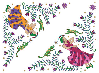 classical Dancing women vector