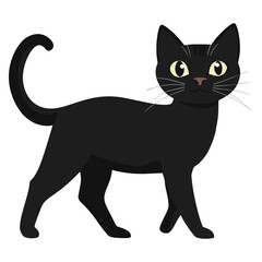Obraz premium Black cat walking illustration animal black vector