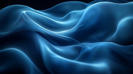 Fototapeta premium Abstract Blue Flowing Fabric Drape Background