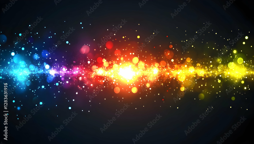 Wall mural colorful bokeh lights background. beautiful colorful light abstract background with bokeh effect and