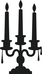 Gothic Candelabra with Dripping Wax – Vintage Silhouette Vector