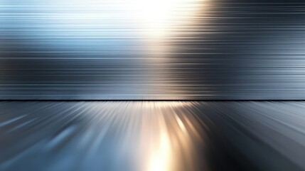 Abstract metallic surface with horizontal lines and reflective light patterns