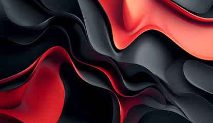 Obraz premium Black and red abstract background with wavy ribbon shapes vector presentation design template for corporate business mockup illustration