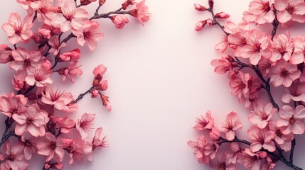 Delicate pink cherry blossoms arranged artistically on a soft background for aesthetic appeal.