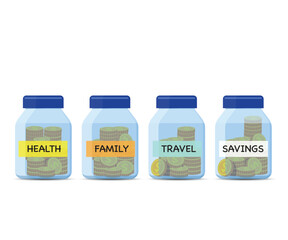 Jars money management stock illustration