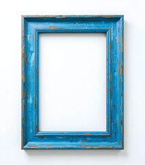 Single frame on white background. Blue wooden frame, isolated on white background AI Generated