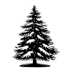 Obraz premium Winter linear silhouette christmas black vector