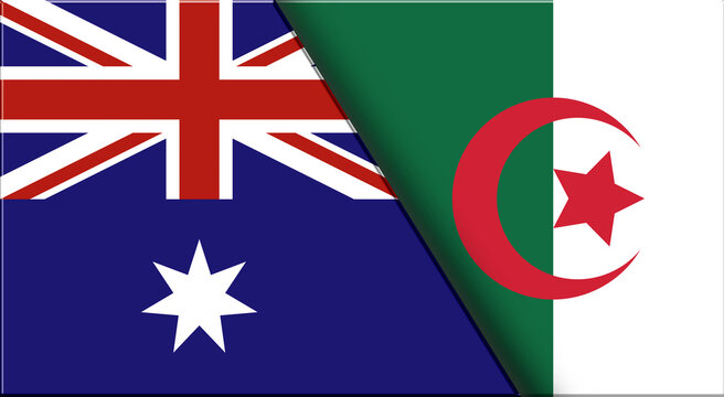 Flags of Australia and Algeria. Australian and Algerian National flags