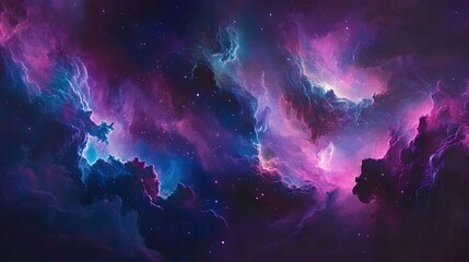 Fototapeta premium Cosmic Dance of Colors: An artist's rendering captures the sublime beauty of a distant nebula, a celestial tapestry woven with vibrant hues.