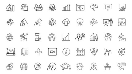 
Training and Workshop line icons collection. Big UI icon set. Thin outline icons pack. Linear business simple symbol collection. 