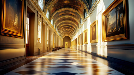 Fototapeta premium Stunning hallway of classic art gallery on International museum day