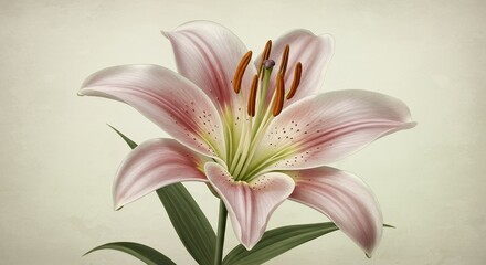 Naklejka premium Pink lily flower showcasing its vibrant details and elegant structure