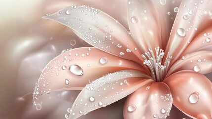 Fototapeta premium Elegant flower petals adorned with glistening water droplets create a serene and captivating floral artwork