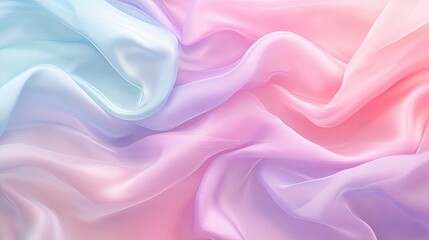 Fototapeta premium Silk Symphony: Delicate folds of silk fabric dance in a mesmerizing display of color and texture. Soft, pastel hues blend in a harmonious gradient, creating a dreamy and ethereal feel.