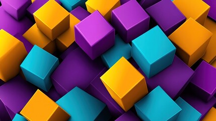Obraz premium Colorful Geometric Arrangement, Abstract 3D Cubes in Dynamic Composition