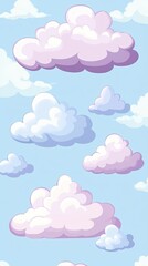 Floating Clouds: Gentle pastel clouds drift serenely across a soft sky, creating a sense of calm and limitless space.