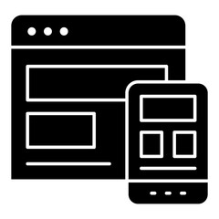 A flat design icon of responsive design