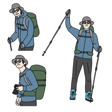 登山する男性のイラスト素材