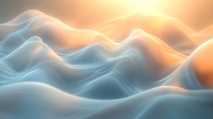 Obraz premium Dreamy landscape with flowing waves and warm golden light illumination