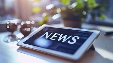 Breaking news update on digital trends home office informative content bright environment close-up view tech insights