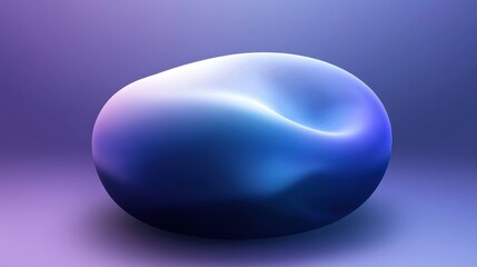Abstract 3D sphere with fluid gradient and smooth, iridescent surface, on soft violet background