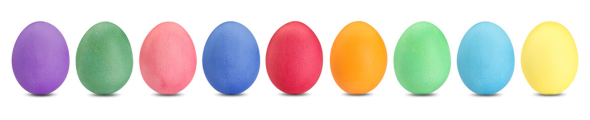 Easter eggs in different colors isolated on white, set