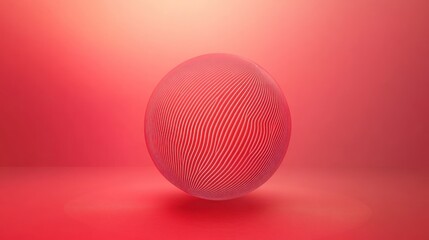 Fototapeta premium Minimalist 3D Sphere with Striped Texture on a Red Gradient Background