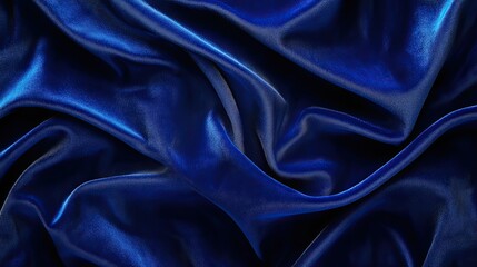 Obraz premium Luxurious Royal Fabric: A captivating display of deep blue satin fabric, its elegant folds and lustrous sheen creating an image of opulence and refined beauty.