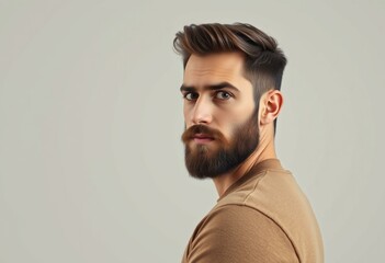 Obraz premium Photorealistic portrait of a man with a thoughtful expression