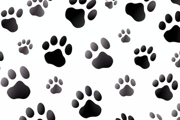 Puppy paw prints seamless pattern on white background,