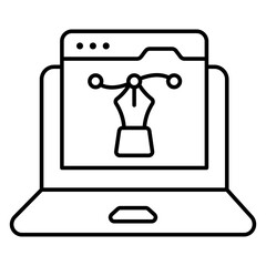 Pen with nodes on web page, bezier tool icon