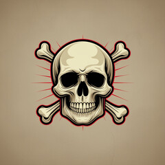skull and crossbones in red