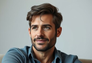 Fototapeta premium Portrait of a man with a thoughtful expression