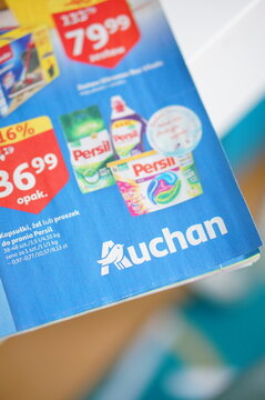 Closeup of an Auchan supermarket brochure