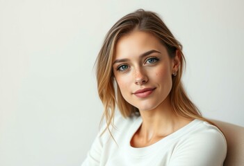 Naklejka premium Freckled female portrait in natural light