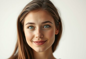 Naklejka premium Female portrait with freckled face in natural light