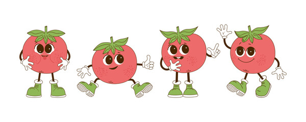 Cartoon Tomato Character Set Emoji
