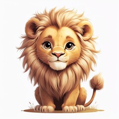 Fototapeta premium cute lion on white background