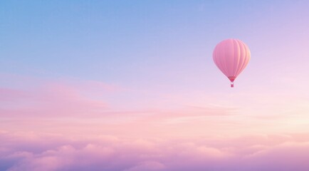 Obraz premium A serene hot air balloon floating above soft pastel clouds.