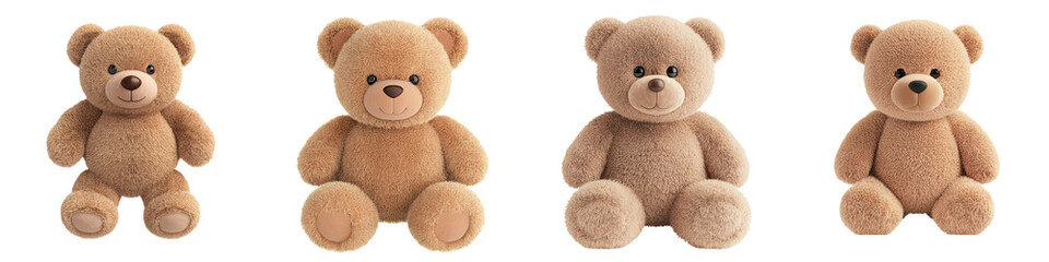 Obraz premium A collection of charming soft and huggable teddy bears in warm cozy shades of brown and beige These plush furry stuffed toys are perfect for children s playtime as a comforting companion