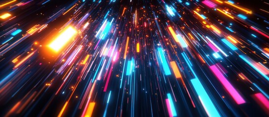 Abstract Neon Light Trails Background with Colorful Streaks and Glow