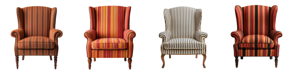 Colorful and Patterned Armchairs in a Variety of Retro Classic and Modern Design Styles Showcasing Elegant Upholstery Carved Wood Detailing and Plush Comfort for Sophisticated Home Interiors and Decor