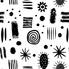 Black and White Seamless Pattern with Abstract Shapes. Minimalist Graphic Style Design Background for Textile, Print