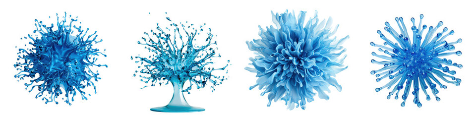 Obraz premium Captivating abstract explosion of vibrant blue and turquoise liquid shapes in dynamic fluid motion Mesmerizing digital art with a textured experimental design Eye catching modern with a beautiful