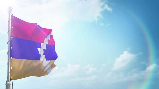 Loop Of Nagorno karabakh reoublic Flag Perspective with alpha channel