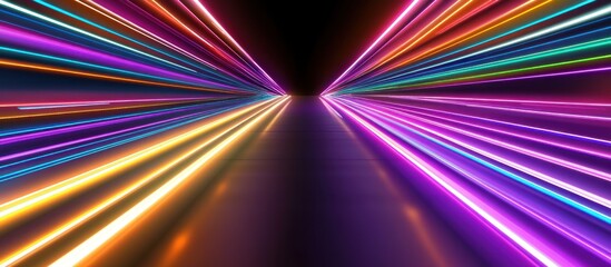 Futuristic Light Trails in a Tunnel, Abstract High-Speed Movement