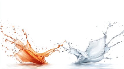 Fototapeta premium Splashing Orange and White Liquids (1)