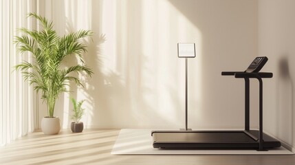Fototapeta premium Modern rehabilitation facility equipment in a bright, spacious clinic with patients using advanced tools for physical therapy. Innovative healthcare technology supporting recovery and wellness.