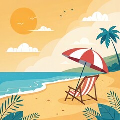 Obraz premium Beach Vacation: Summer Sun, Sand, & Sea